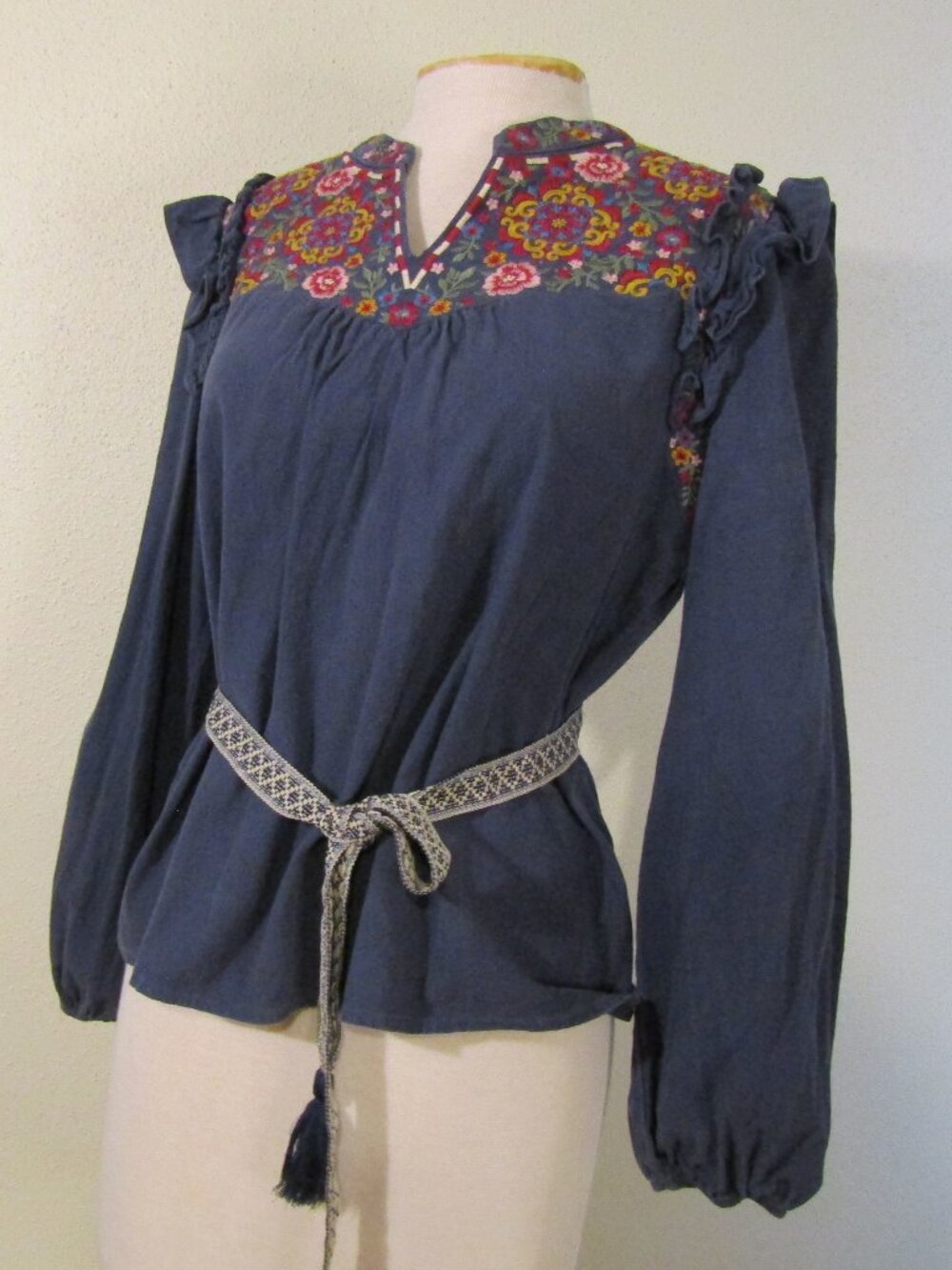 Ornate Embroidered Peasant Blouse from Anthropology